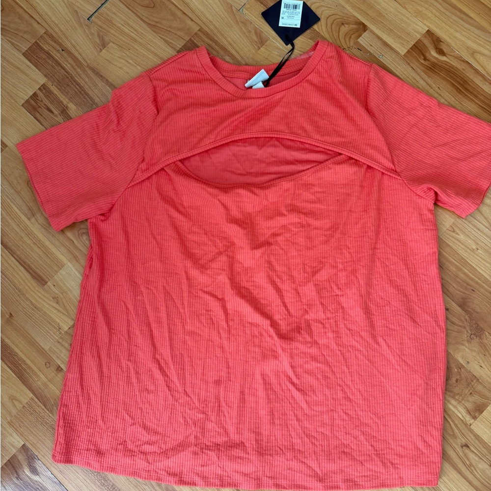 Ava & Viv orange knit blouse top plus 3X